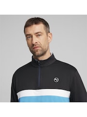 Puma Black Pure Colourblock Golf Quarter Zip Mens Top - Image 4 of 6