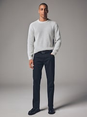 Black Straight Fit Belted Textured 5 Pocket Trousers - Image 2 of 11