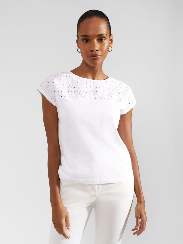Hobbs White Broderie Thea 100% Cotton Top - Image 1 of 1