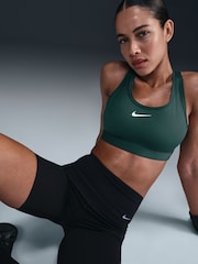 Nike Dark Green Swoosh Medium Support Padded Sports Bra - Image 1 of 5
