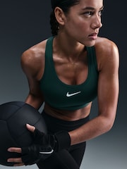 Nike Dark Green Swoosh Medium Support Padded Sports Bra - Image 2 of 5
