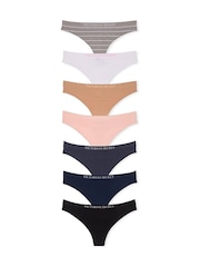 Victoria's Secret Grey/White/Nude/Pink/Blue/Black Thong 7 Pack Knickers - Image 1 of 3
