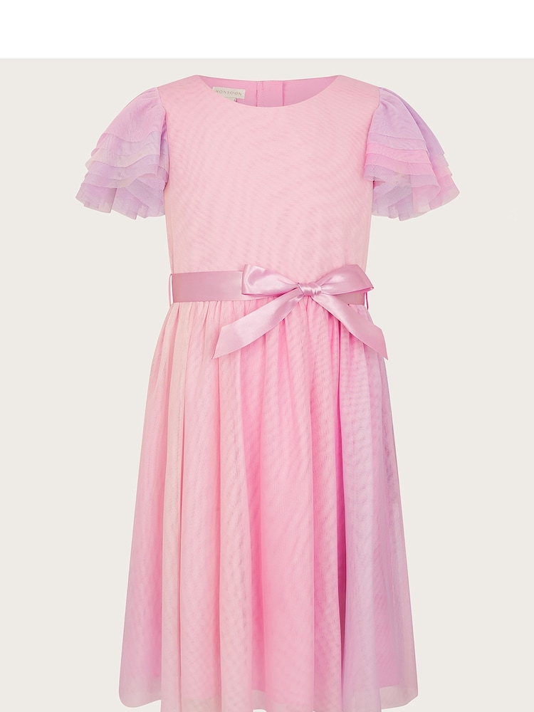 Monsoon Purple Ruffle Sleeve Ombre Dress - Image 1 of 4