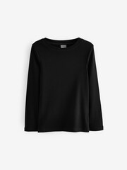 Black Long Sleeve Skinny Rib Sweat Top - Image 1 of 1
