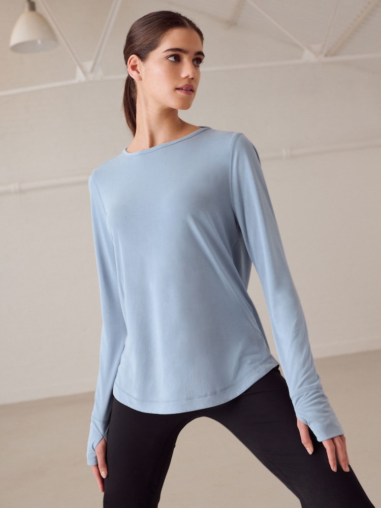 Pale Blue Active Open Back Soft Touch Top - Image 2 of 11