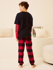 Red/Black Check Single Long Sleeve 100% Cotton Pyjamas (3-16yrs) (3-16yrs) - Image 2 of 4
