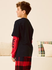 Red/Black Check Single Long Sleeve 100% Cotton Pyjamas (3-16yrs) (3-16yrs) - Image 3 of 4