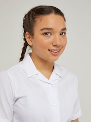 Trutex White Revere Collar Regular Fit Short Sleeve 2 Pack School Shirts - Image 4 of 7