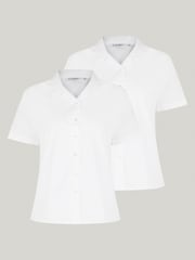 Trutex White Revere Collar Regular Fit Short Sleeve 2 Pack School Shirts - Image 5 of 7