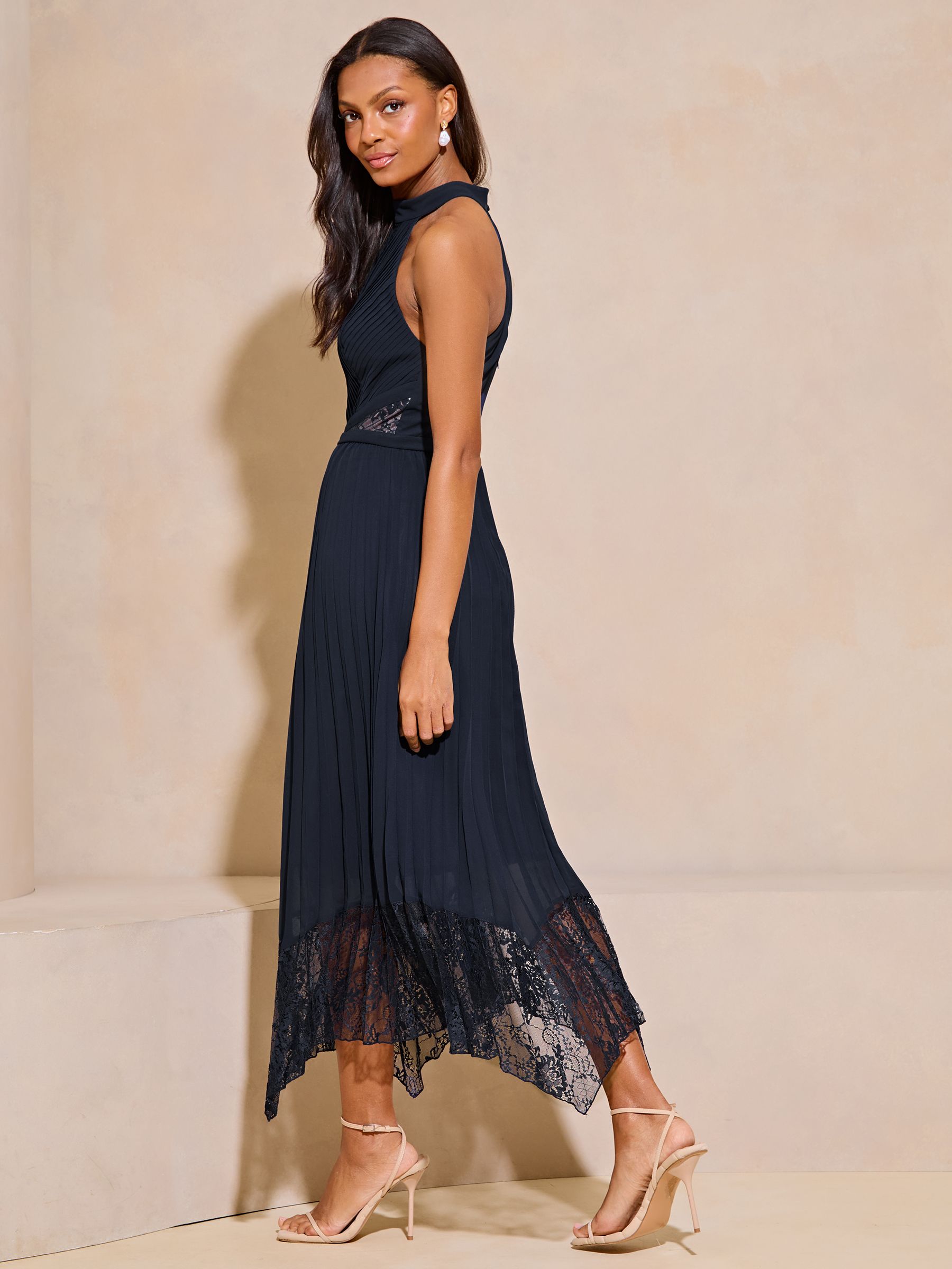 Navy lace midi dresses shop