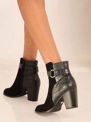 Lipsy Black Wide Fit Block Mid Heel Faux Leather Ankle Boot - Image 4 of 4