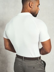 Tailored Athlete White Muscle Fit Jersey Buttonless Polo Shirt - Image 3 of 7