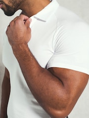 Tailored Athlete White Muscle Fit Jersey Buttonless Polo Shirt - Image 4 of 7