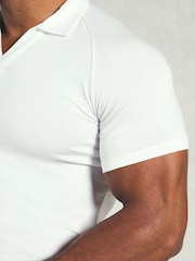 Tailored Athlete White Muscle Fit Jersey Buttonless Polo Shirt - Image 5 of 7