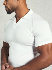 Tailored Athlete White Muscle Fit Jersey Buttonless Polo Shirt - Image 6 of 7