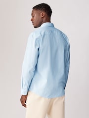 Blue Poplin 100% Cotton Stripe Long Sleeve Shirt - Image 2 of 8