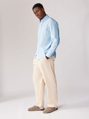 Blue Poplin 100% Cotton Stripe Long Sleeve Shirt - Image 3 of 8