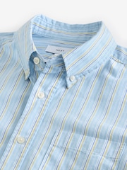 Blue Poplin 100% Cotton Stripe Long Sleeve Shirt - Image 7 of 8