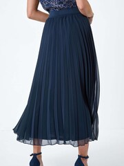 Roman Blue Pleated Premium Maxi Skirt - Image 3 of 4