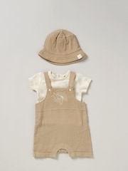 Homegrown Natural Print Dungaree Outfit Set - Image 1 of 5
