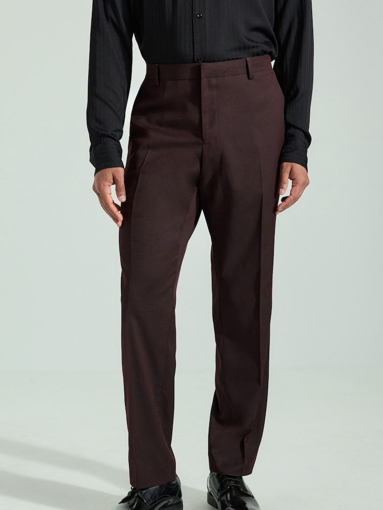 Бургундский - Tailored Fit Tuxedo Suit Trousers - Изображение 1 из 8 Бургундский - Tailored Fit Tuxedo Suit Trousers - Изображение 1 из 8