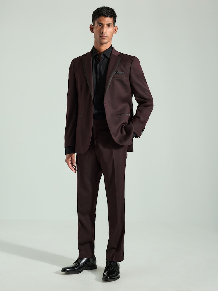 Бургундский - Tailored Fit Tuxedo Suit Trousers - Изображение 2 из 8 Бургундский - Tailored Fit Tuxedo Suit Trousers - Изображение 2 из 8
