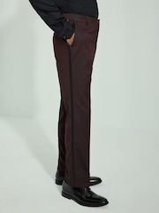 Burgundy Red Tailored Fit Tuxedo Suit Trousers - Image 3 of 8