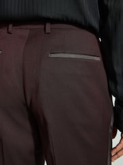 Burgundy Red Tailored Fit Tuxedo Suit Trousers - Image 4 of 8