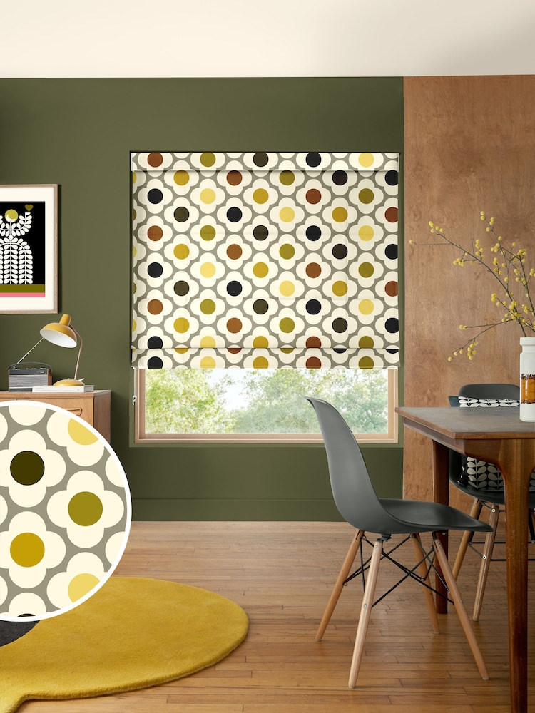Orla Kiely Yellow Multi Spot Flower Made to Measure 100% Cotton Roman Blind - Image 1 of 6