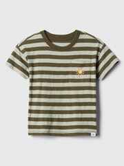 Gap Green Stripe Cotton Graphic Pocket Short Sleeve Crew Neck Baby T-Shirt (Newborn-5yrs) - Image 1 of 2