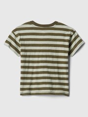 Gap Green Stripe Cotton Graphic Pocket Short Sleeve Crew Neck Baby T-Shirt (Newborn-5yrs) - Image 2 of 2