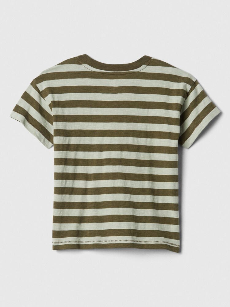 Gap Green Stripe Cotton Graphic Pocket Short Sleeve Crew Neck Baby T-Shirt (Newborn-5yrs) - Image 2 of 2