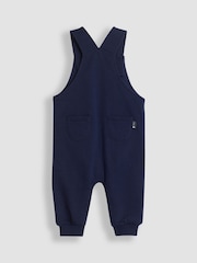 JoJo Maman Bébé Navy Blue Tractor Appliqué Dungarees & Print Top Set - Image 3 of 6