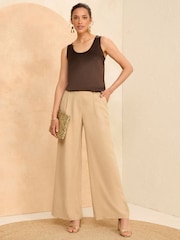 Love & Roses Brown Satin Front Jersey Back Vest - Image 2 of 4