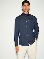 Navy Blue Slim Fit Button Down Easy Iron Oxford Shirt - Image 1 of 5