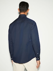 Navy Blue Slim Fit Button Down Easy Iron Oxford Shirt - Image 3 of 5