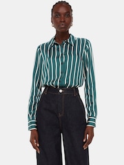 Whistles Green/Multi Petite Petite Alex Stripe Shirt - Image 1 of 5