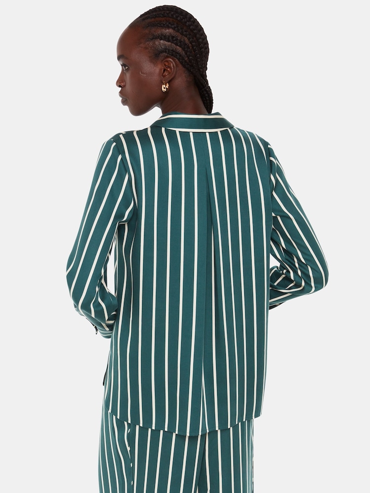 Whistles Green/Multi Petite Petite Alex Stripe Shirt - Image 2 of 5