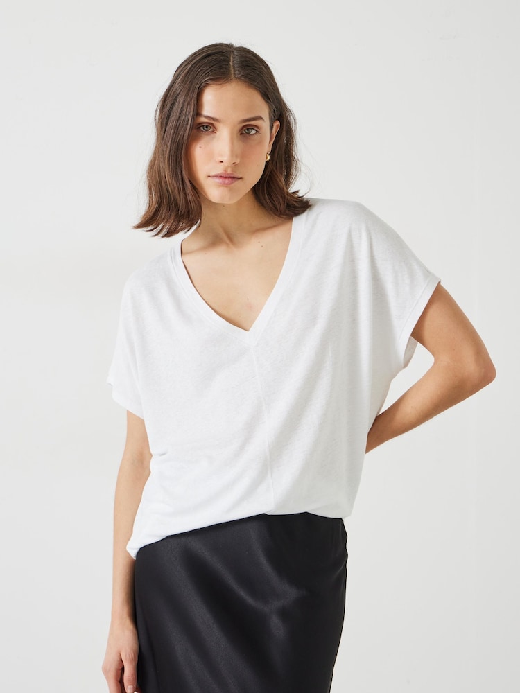 Hush White Danny Deep V-Neck T-Shirt - Image 1 of 5