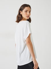 Hush White Danny Deep V-Neck T-Shirt - Image 3 of 5