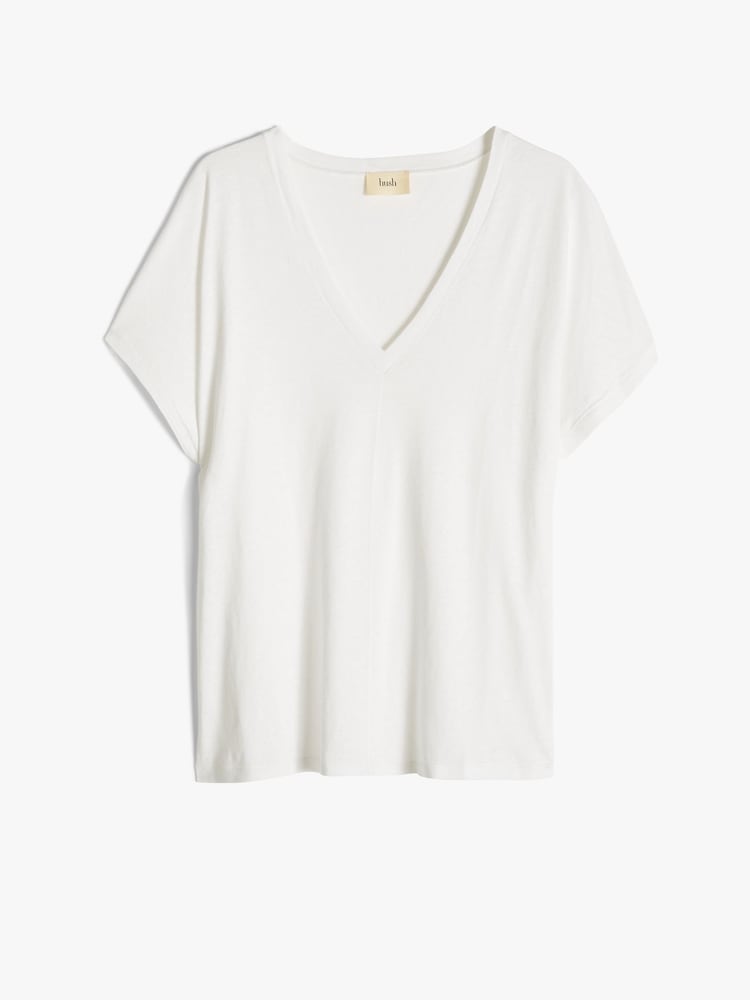 Hush White Danny Deep V-Neck T-Shirt - Image 5 of 5