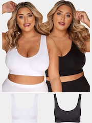 Yours Curve Black Seamless Unpadded Bra 2 Pack - Image 1 of 5