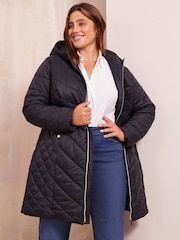 Friends Like These Black Curve Mid Length Quilted Jacket - Image 2 of 4