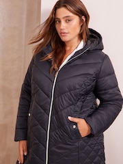 Friends Like These Black Curve Mid Length Quilted Jacket - Image 3 of 4