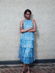 Whistles Purple Tropical Leaves Paloma Dress - Image 1 of 6