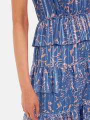 Whistles Purple Tropical Leaves Paloma Dress - Image 4 of 6