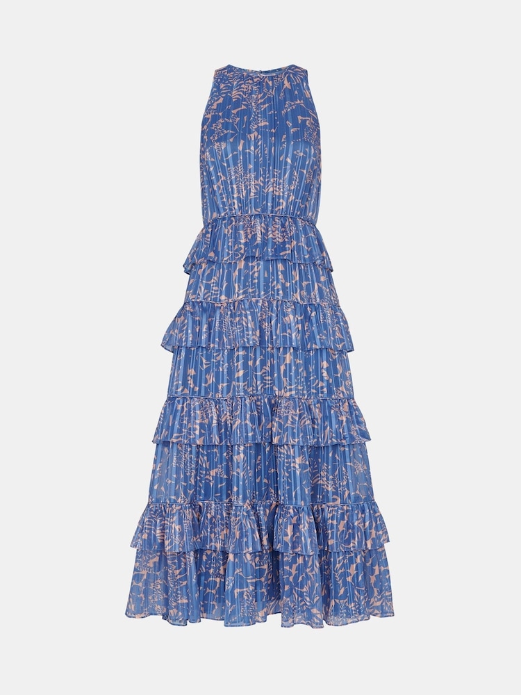 Whistles Purple Tropical Leaves Paloma Dress - Image 6 of 6