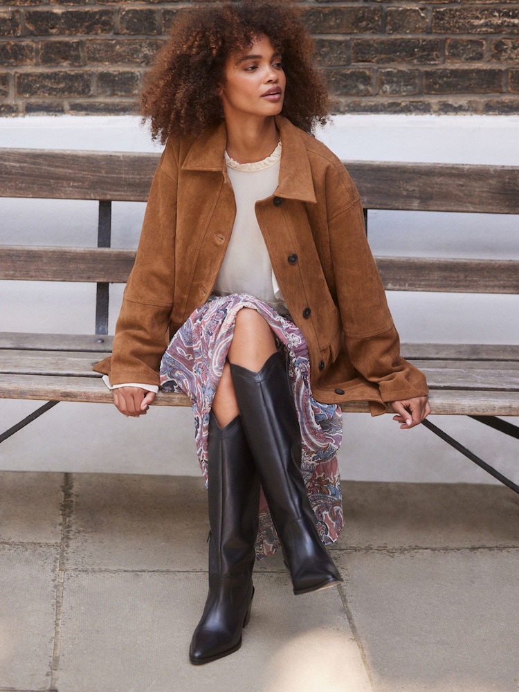 Black Tabitha Simmons Cowboy Daisy Knee Leather High Boots - Image 2 of 11