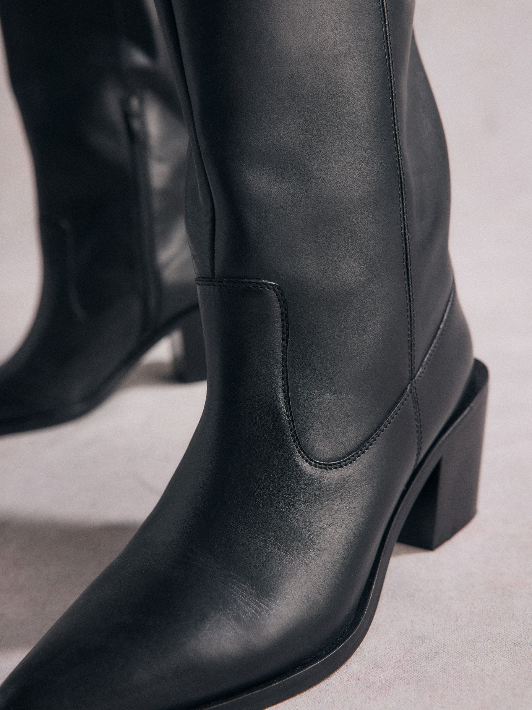 Black Tabitha Simmons Western Cowboy Daisy Knee Leather High Boots