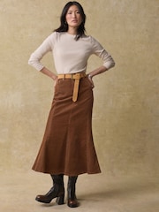 Brown Co-ord 100% Cotton Midi Skirt - Image 1 of 8